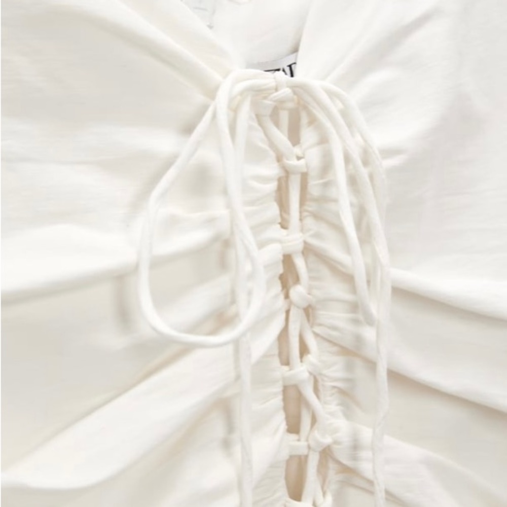 Zara Draped Linen Blend Dress. NWT. Size Small. - Picture 9 of 14